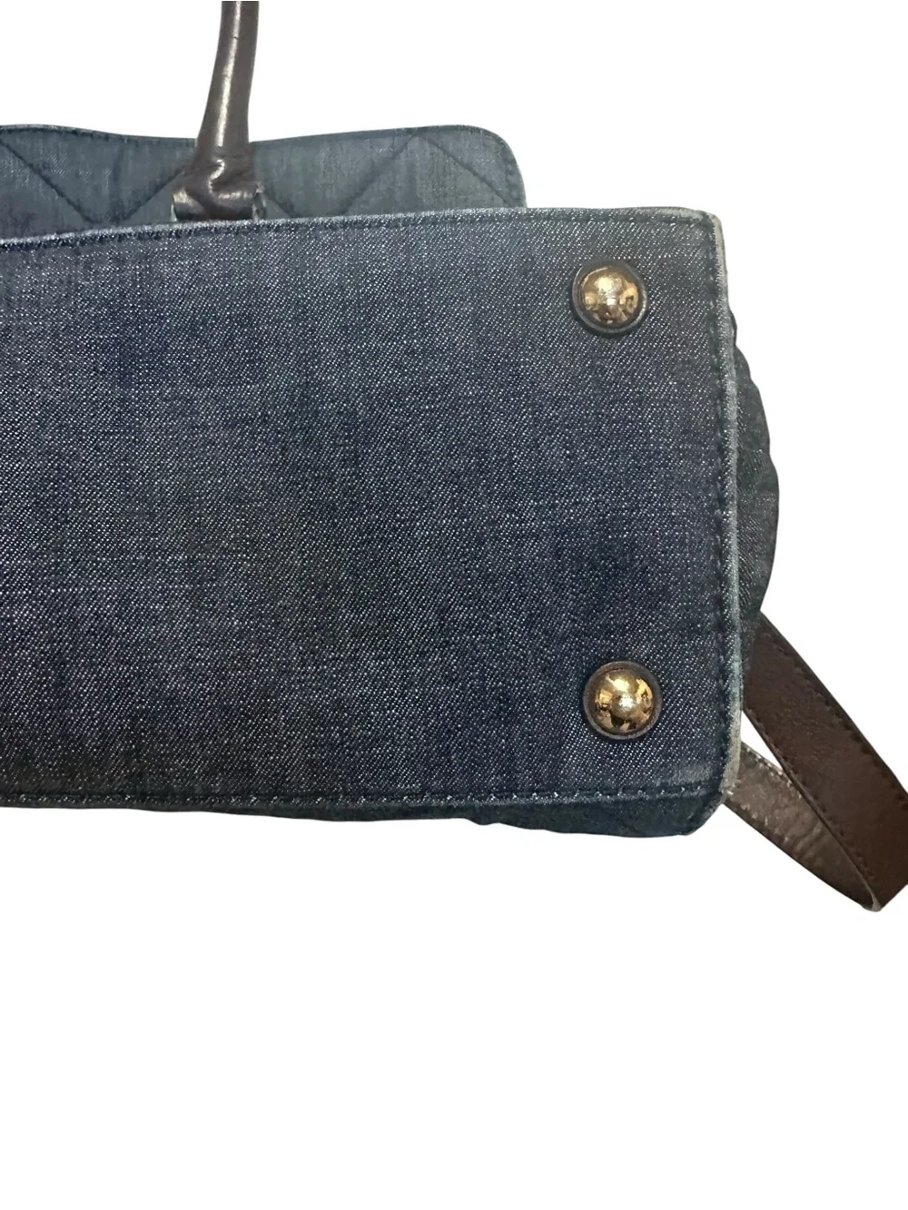 Michael Kors Quilted denim Tote Bag with Brown Trim